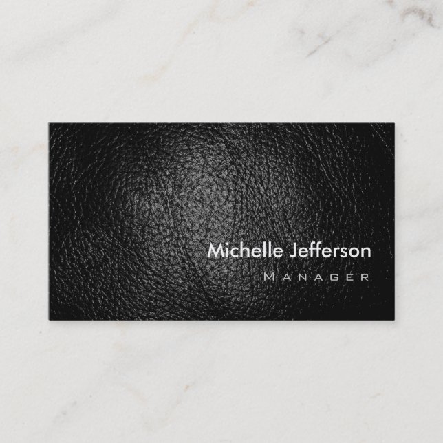Trendy Stylish Leather Black Business Card Visitenkarte (Vorderseite)