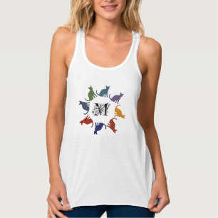 Trendy stylish mädchenhafte bunte Katzen Monogramm Tank Top