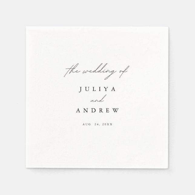 Trendy stylish Minimalistisch script wedding Serviette (Vorderseite)