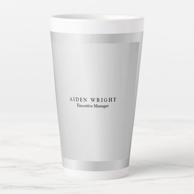 Trendy Stylish Modern Minimalistisch Silver Gray Milchtasse (Vorderseite)