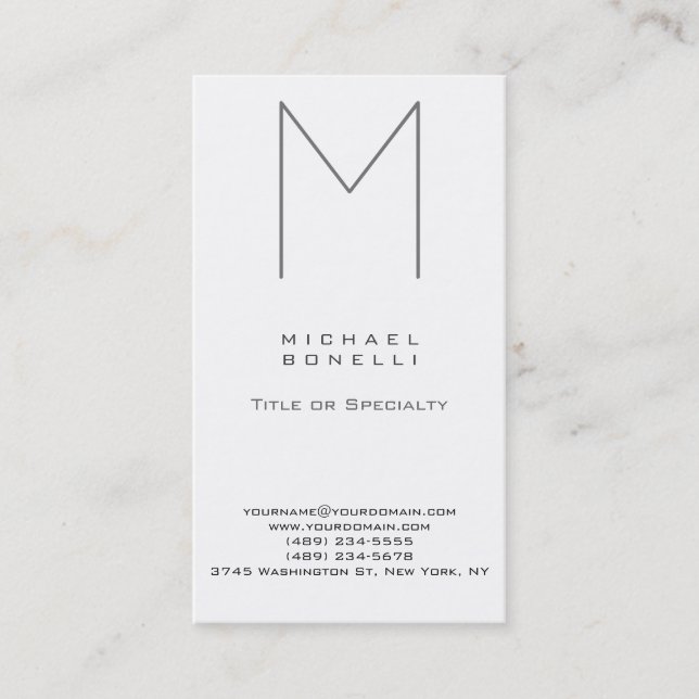 Trendy Stylish Monogram Standard Business Card Visitenkarte (Vorderseite)