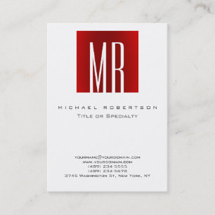 Trendy Stylish Monogram White Red Business Card Visitenkarte