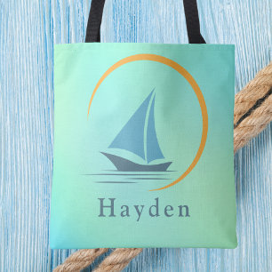 Trendy Stylish Nautical Sailboat Beach