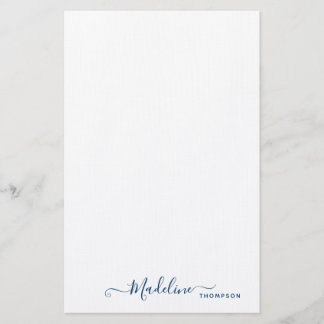 Trendy Stylish Navy Blue Script Typografie Briefpapier