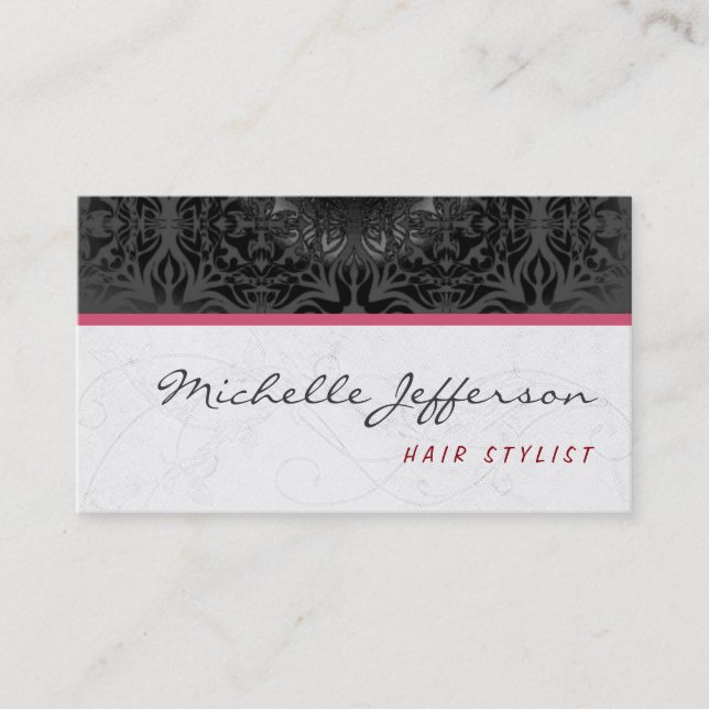 Trendy Stylish Niedlich Gray Pattern Business Card Visitenkarte (Vorderseite)