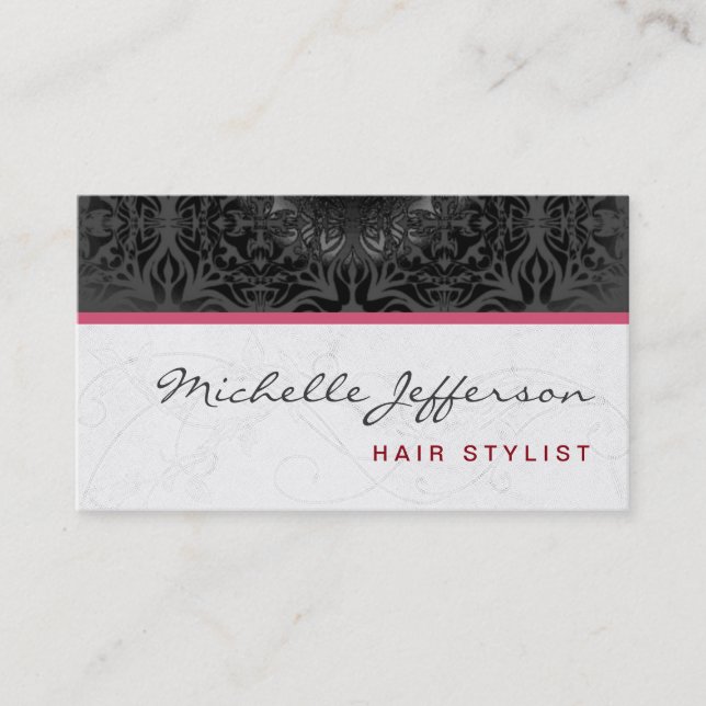 Trendy Stylish Niedlich Gray Pattern Business Card Visitenkarte (Vorderseite)
