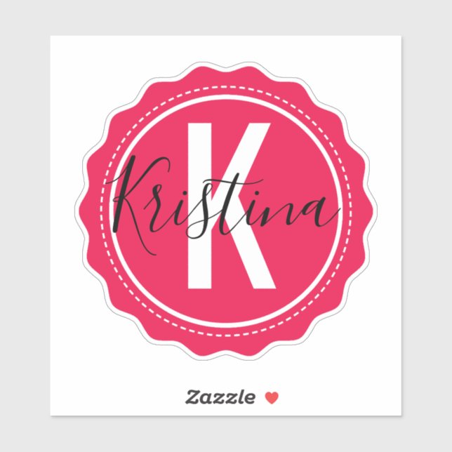 Trendy Stylish Pink Monogram Initial & Name Aufkleber (Blatt)