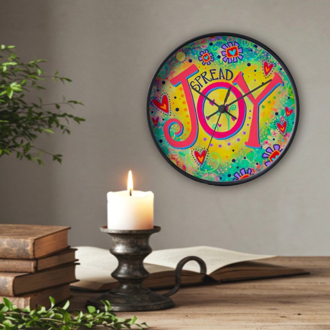 Trendy Stylish Spread Joy Quote Inspirivity Clock Uhr (Von Creator hochgeladen)