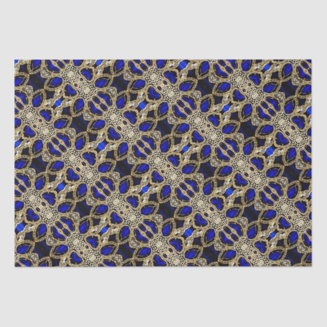 Trendy Stylish Türkise Gold Silver Sapphire Blue Seidenpapier (Vorderseite)