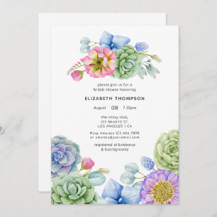 Trendy Succulent floral Brautparty Einladung
