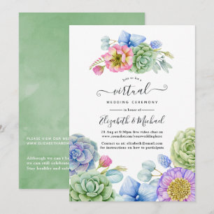 Trendy Succulent floral Online Virtual Wedding Einladung