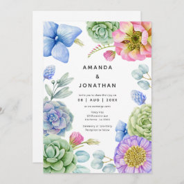 Trendy Succulent Floral Wedding Einladung