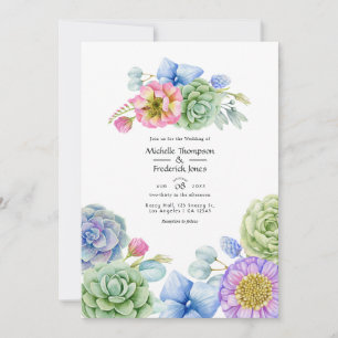 Trendy Succulent Floral Wedding Einladung