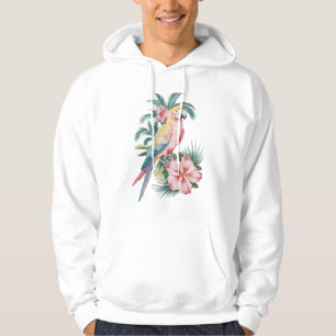Trendy Summer Beach Parrot und Hibiskus Blume Hoodie