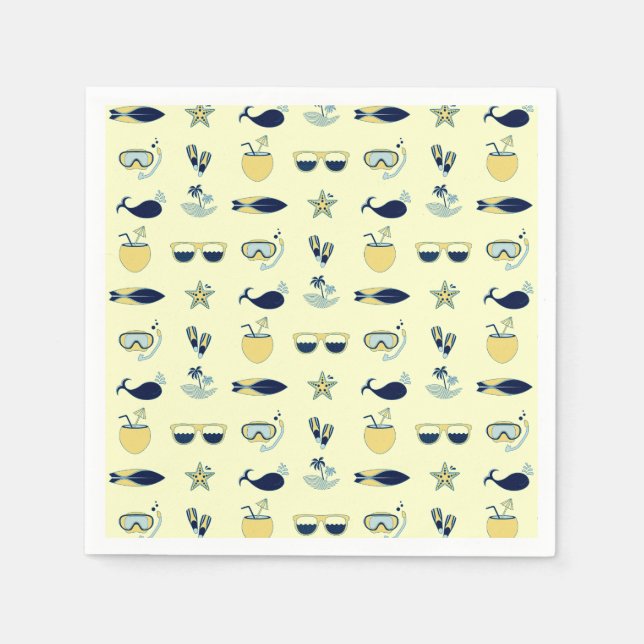 Trendy Summer Icons Muster Serviette (Vorderseite)