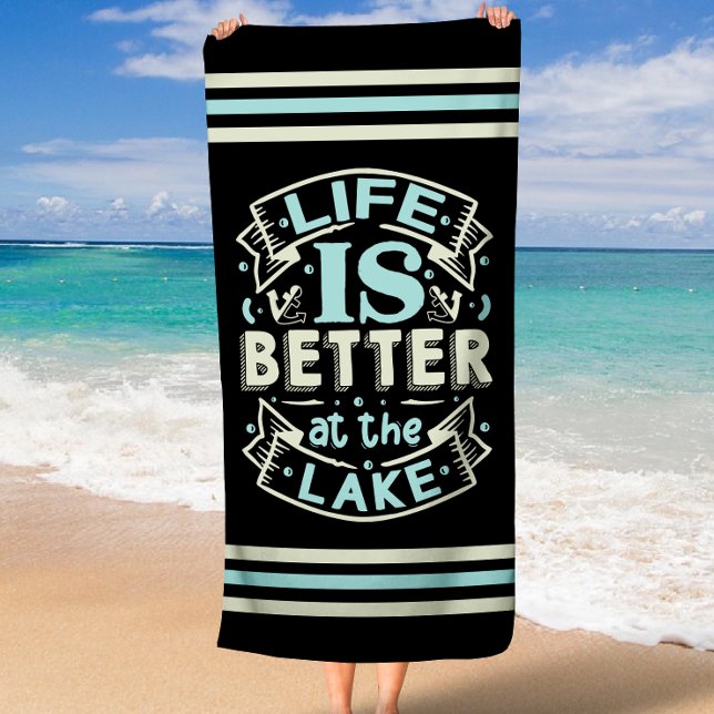Trendy Summer Life is better at Lake Strandtuch (Trendy Summer Life is Better at the Lake Beach Towel)