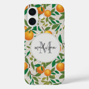 Trendy Summer Orange Citrus Frucht Blossom Muster iPhone 16 Hülle