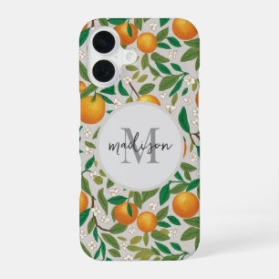Trendy Summer Orange Citrus Frucht Blossom Muster iPhone 16 Hülle