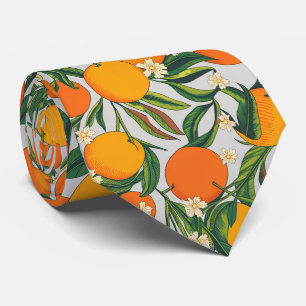 Trendy Summer Orange Citrus Frucht Blossom Muster Krawatte