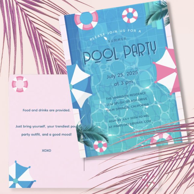 Trendy Summer Pool Party Einladung (Von Creator hochgeladen)