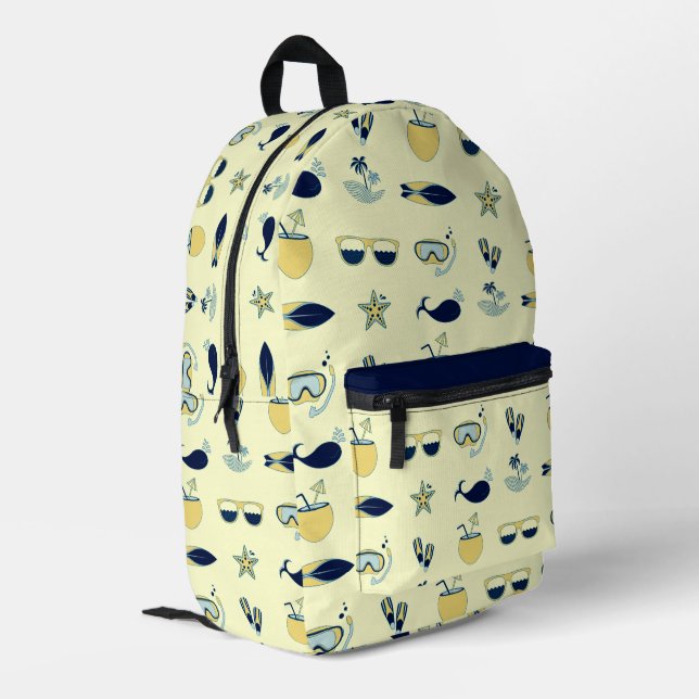 Trendy Summer Symbols Muster Bedruckter Rucksack (Rückseitige Ecke links)