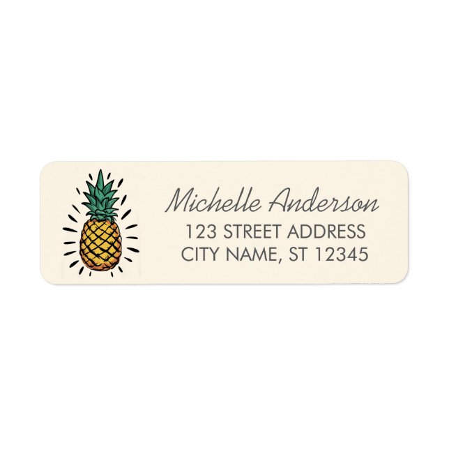 Trendy Summer Tropical Pineapple Return Address  (Vorne)