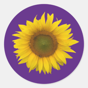 Trendy Sunflower Niedlich Blume Lila Runder Aufkleber