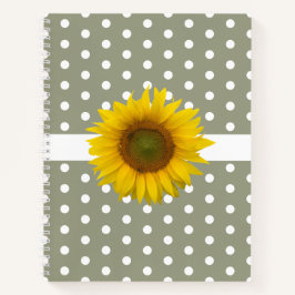 Trendy Sunflower Polka Dots Simple Green Notizbuch