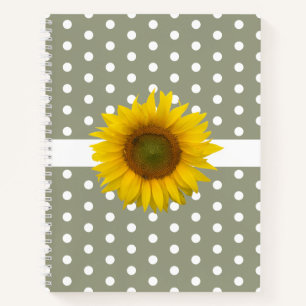 Trendy Sunflower Polka Dots Simple Green Notizbuch