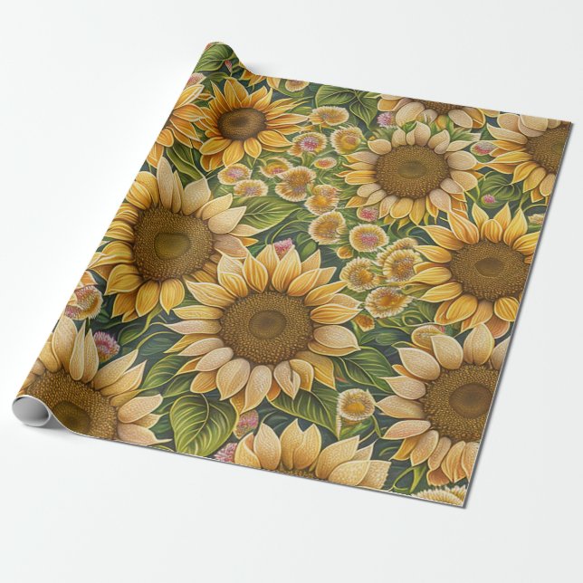 Trendy Sunflower Schöne Sammlung Geschenkpapier (Ungerollt)
