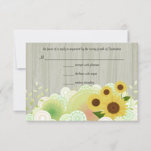 Trendy Sunflowers UAWG Response Card RSVP Karte (Vorderseite)