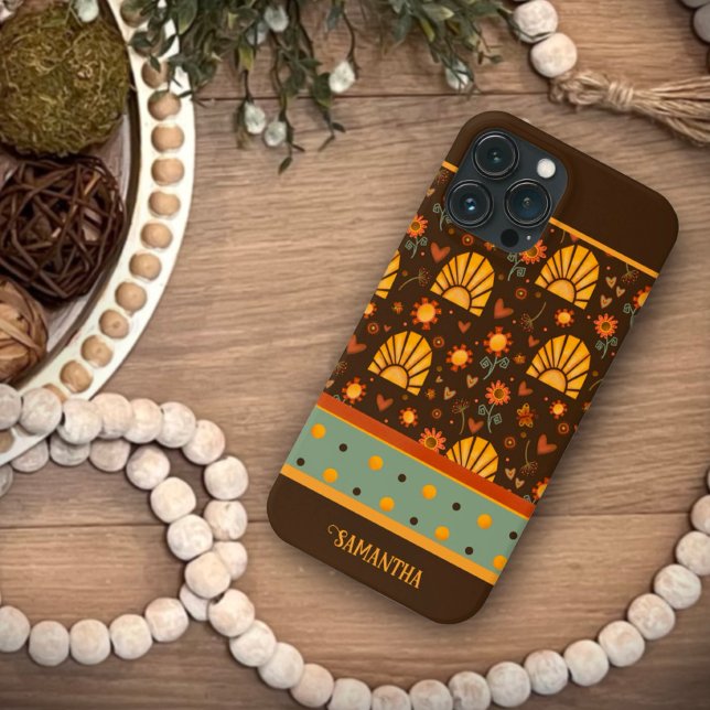 Trendy Sunshine Brown Modern Name Inspirivity Case-Mate iPhone Hülle (Von Creator hochgeladen)