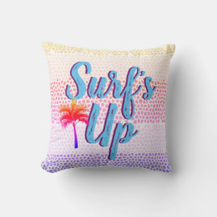 Trendy Surf's Up Sunset Palm Tree Kissen