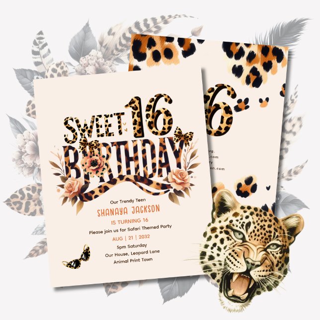 Trendy Sweet 16 Leopard Print Safari (Von Creator hochgeladen)