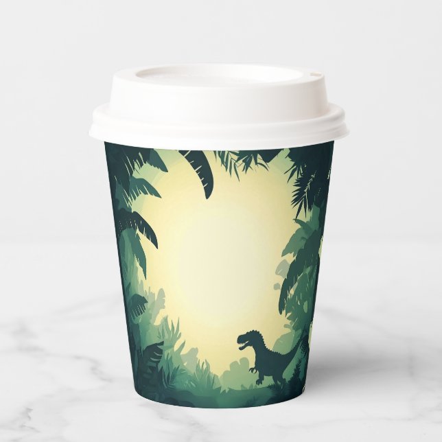 Trendy T-Rex Dinosaur Papiertasse Pappbecher (Vorderseite)