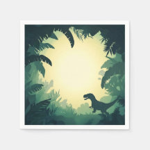 Trendy T-Rex Dinosaur Silhouette Paper Napkin