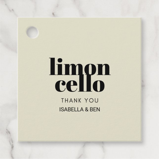 Trendy Taupe Homemade Limoncello Geschenkanhänger (Vorderseite)