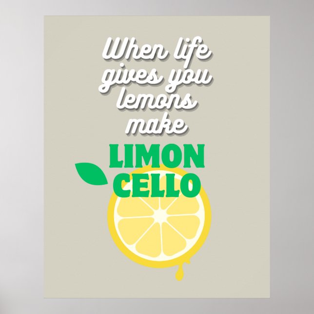 Trendy Taupe Italian Lemon Limoncello Küche Bar Poster (Vorne)