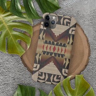 Trendy Taupe Tan Beige Brown Red Black Mosaik Kuns Case-Mate iPhone Hülle