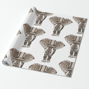 Trendy Taupe Tribal Elephants Geschenkpapier