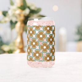 Trendy Teal Caramel Retro Groovy Flowers Seamless Dosenglas