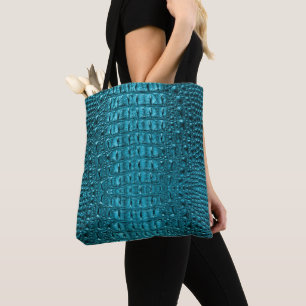 trendy teal turquoise aqua blue alligator print
