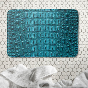 trendy teal turquoise aqua blue alligator print badematte