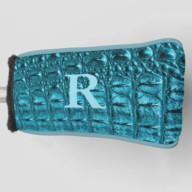 trendy teal turquoise aqua blue alligator print golf headcover (Vorderseite)