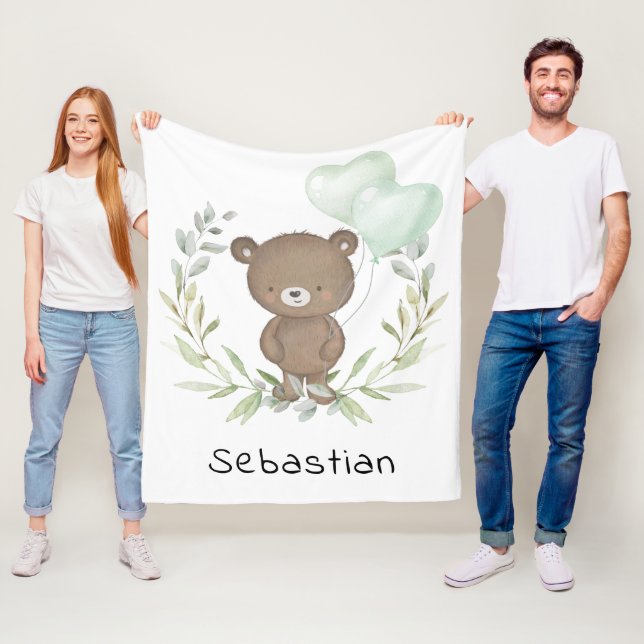 Trendy Teddy Bear Neutral Greenerity Baby Kinderzi Fleecedecke (Beispiel)