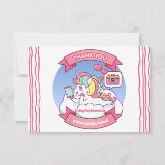 Trendy Teen Unicorn Social Media Vielen Dank Einladung