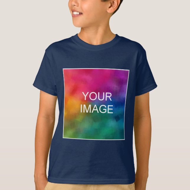 Trendy Template Hinzufügen von Foto-Textfeldern Ki T-Shirt (Vorderseite)