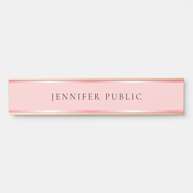 Trendy Template Name Blush Pink and Rose Gold Home Türschild (Vorderseite )