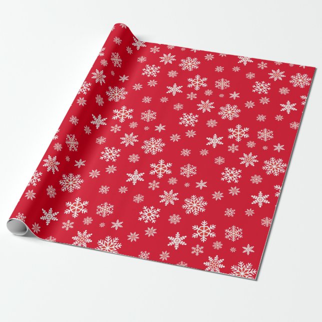 Trendy Template White Snowflakes Weihnachten Rot Geschenkpapier (Ungerollt)