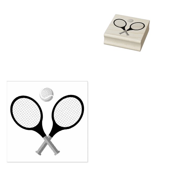 Trendy Tennis Racquet und Ball Gummistempel (Stempel)